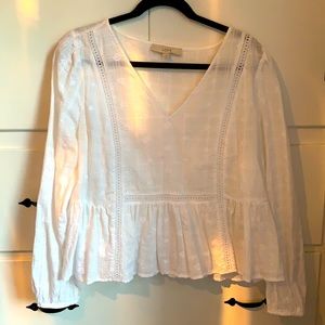 Loft White Peplum Blouse